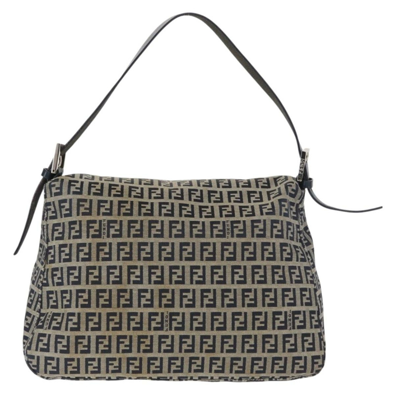 【日本直送】FENDI Zucchino 帆布 Mamma Baguette 單肩包 海軍藍 銀色 正品 ep12546-1