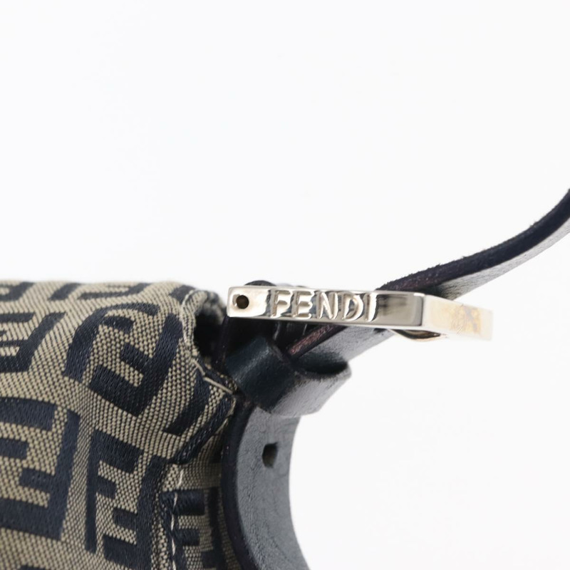 【日本直送】FENDI Zucchino 帆布 Mamma Baguette 單肩包 海軍藍 銀色 正品 ep12546-17