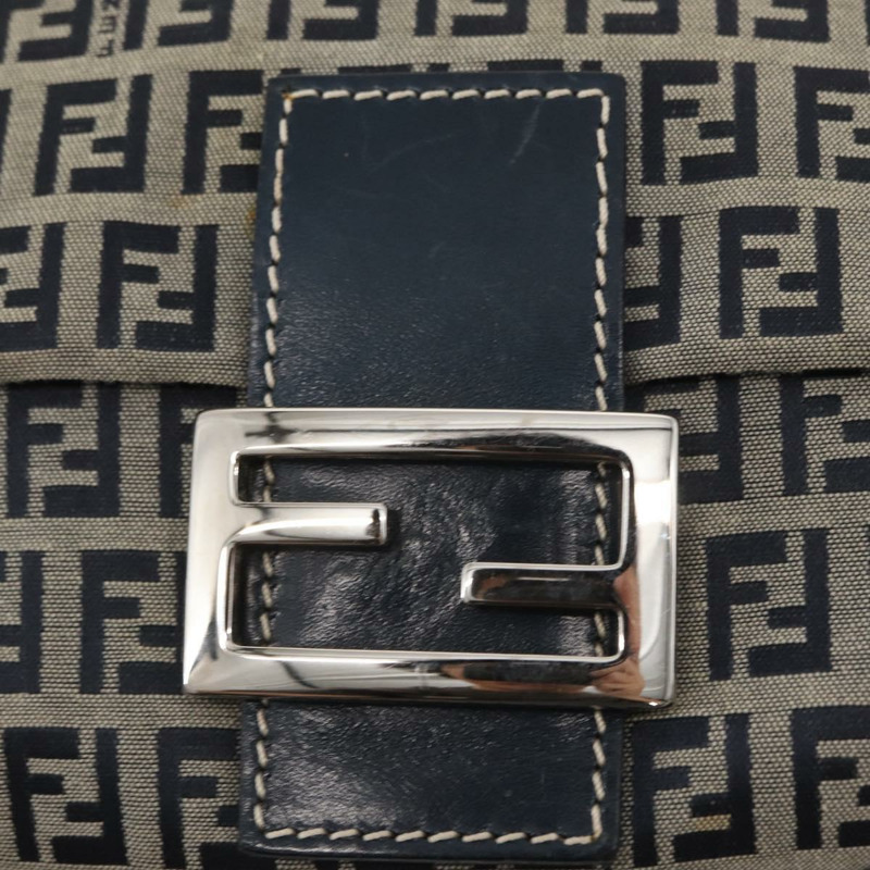 【日本直送】FENDI Zucchino 帆布 Mamma Baguette 單肩包 海軍藍 銀色 正品 ep12546-18