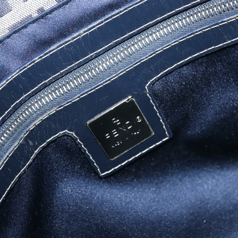 【日本直送】FENDI Zucchino 帆布 Mamma Baguette 單肩包 海軍藍 銀色 正品 ep12546-20