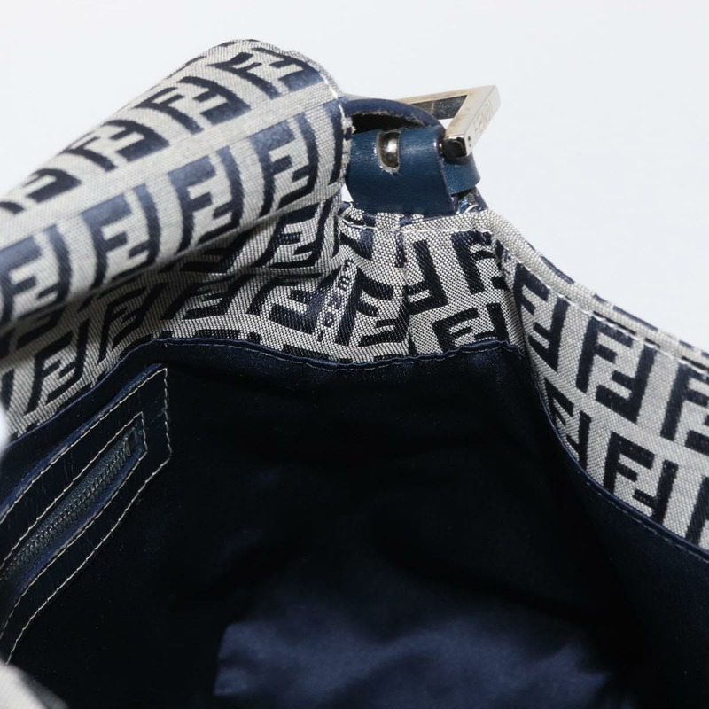 【日本直送】FENDI Zucchino 帆布 Mamma Baguette 單肩包 海軍藍 銀色 正品 ep12546-21