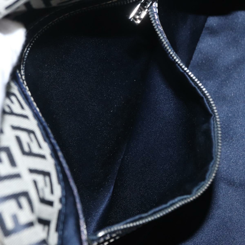 【日本直送】FENDI Zucchino 帆布 Mamma Baguette 單肩包 海軍藍 銀色 正品 ep12546-24