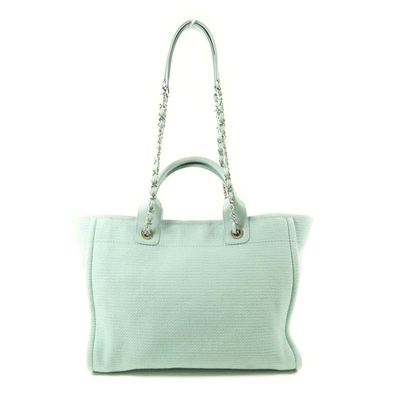 CHANEL 帆布Deauville Tote Bag銀扣手挽肩背兩用袋-1