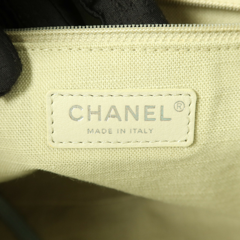 CHANEL 帆布Deauville Tote Bag銀扣手挽肩背兩用袋-5
