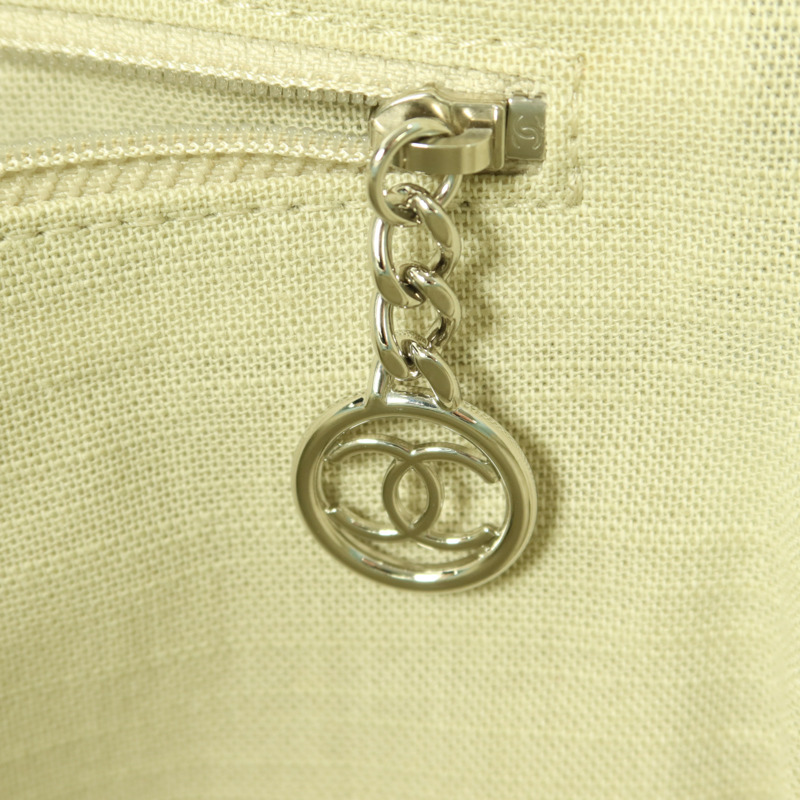 CHANEL 帆布Deauville Tote Bag銀扣手挽肩背兩用袋-9