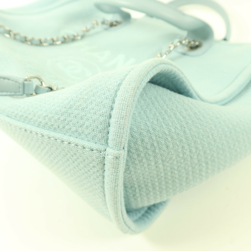 CHANEL 帆布Deauville Tote Bag銀扣手挽肩背兩用袋-12
