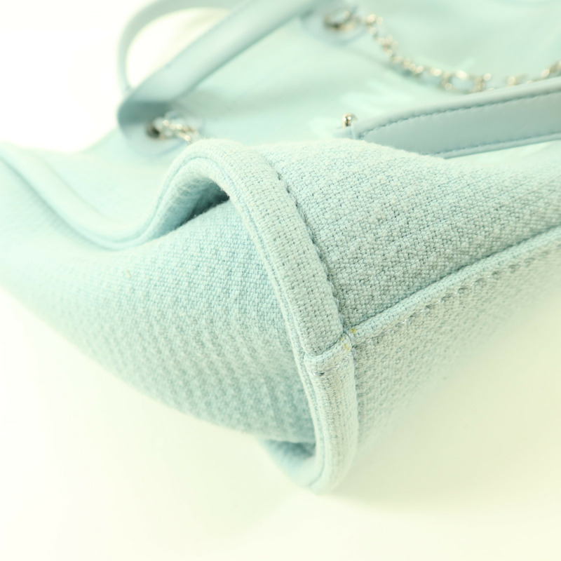 CHANEL 帆布Deauville Tote Bag銀扣手挽肩背兩用袋-13