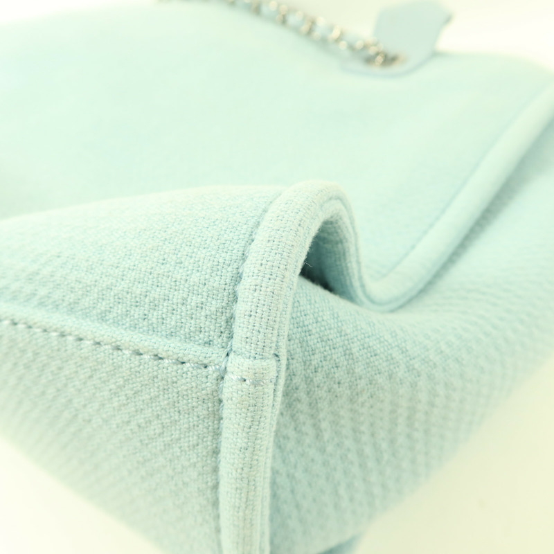 CHANEL 帆布Deauville Tote Bag銀扣手挽肩背兩用袋-14