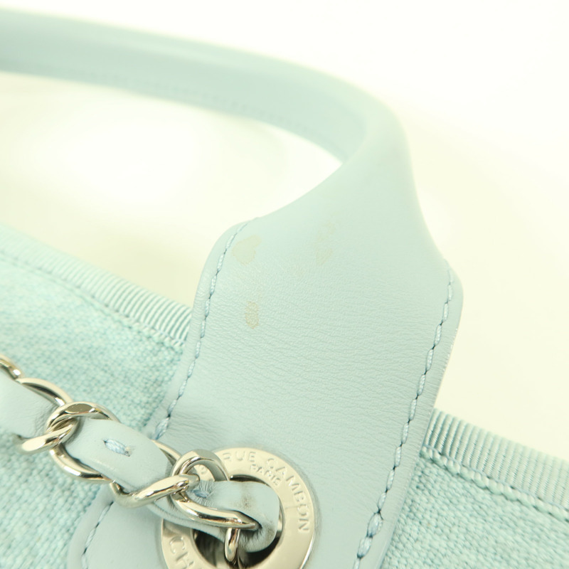 CHANEL 帆布Deauville Tote Bag銀扣手挽肩背兩用袋-16