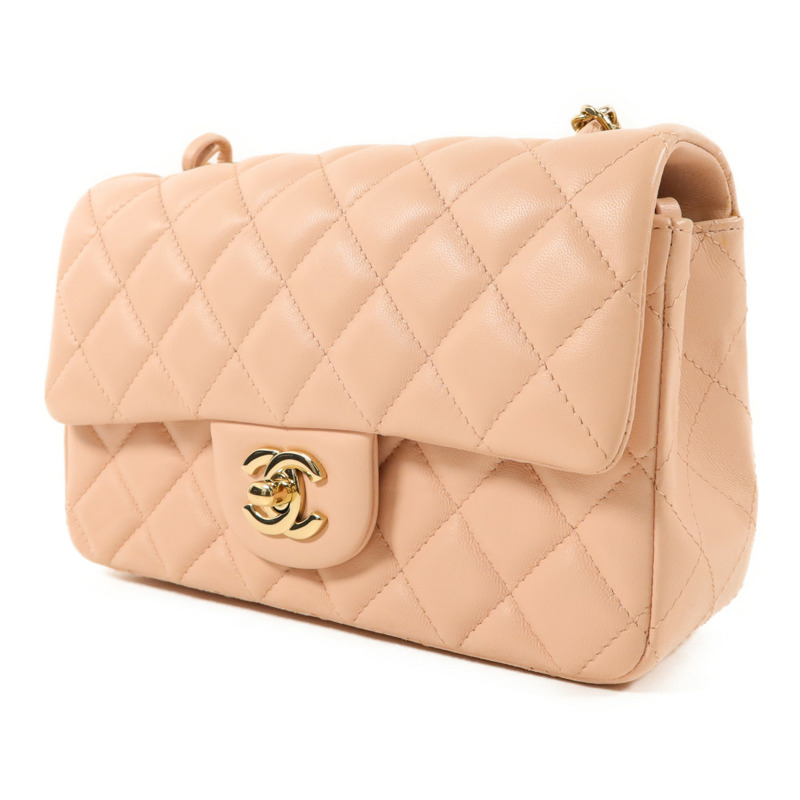 CHANEL 牛皮皮革Mini Classic 20金扣鏈帶肩背袋-2