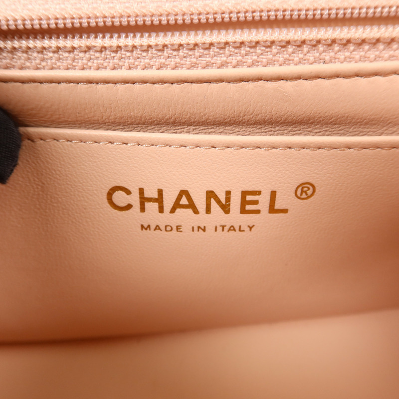 CHANEL 牛皮皮革Mini Classic 20金扣鏈帶肩背袋-5