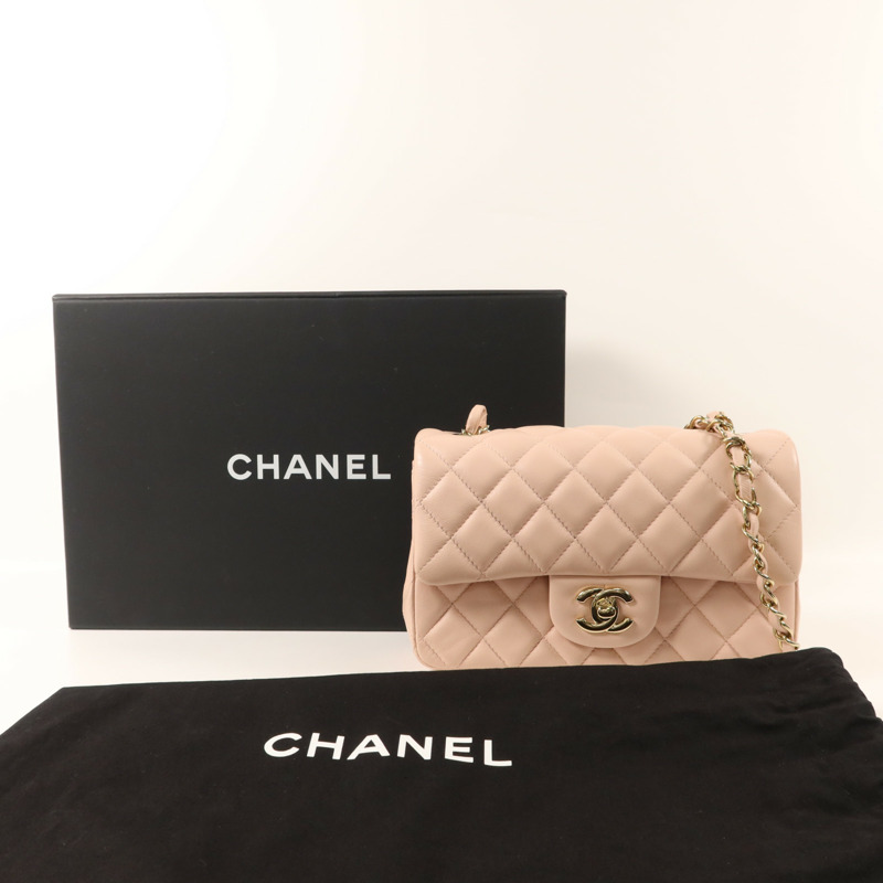 CHANEL 牛皮皮革Mini Classic 20金扣鏈帶肩背袋-8