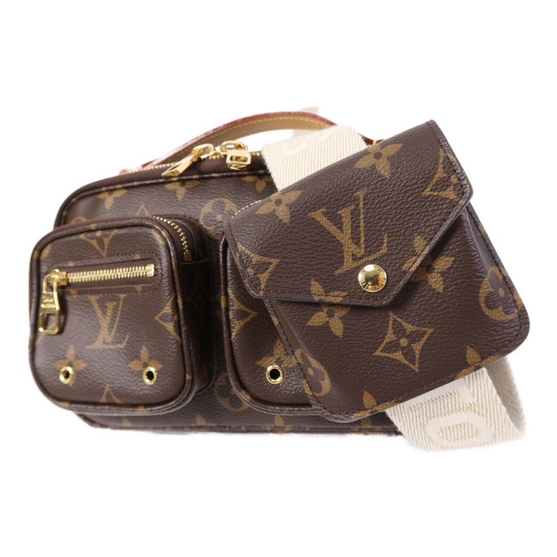 LOUIS VUITTON Monogram Utility金扣手挽肩背兩用袋棕色-2