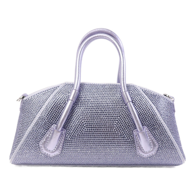 GIVENCHY 牛皮皮革/緞面/鑽石Mini Antigona Stretch銀扣手挽肩背兩用袋-1