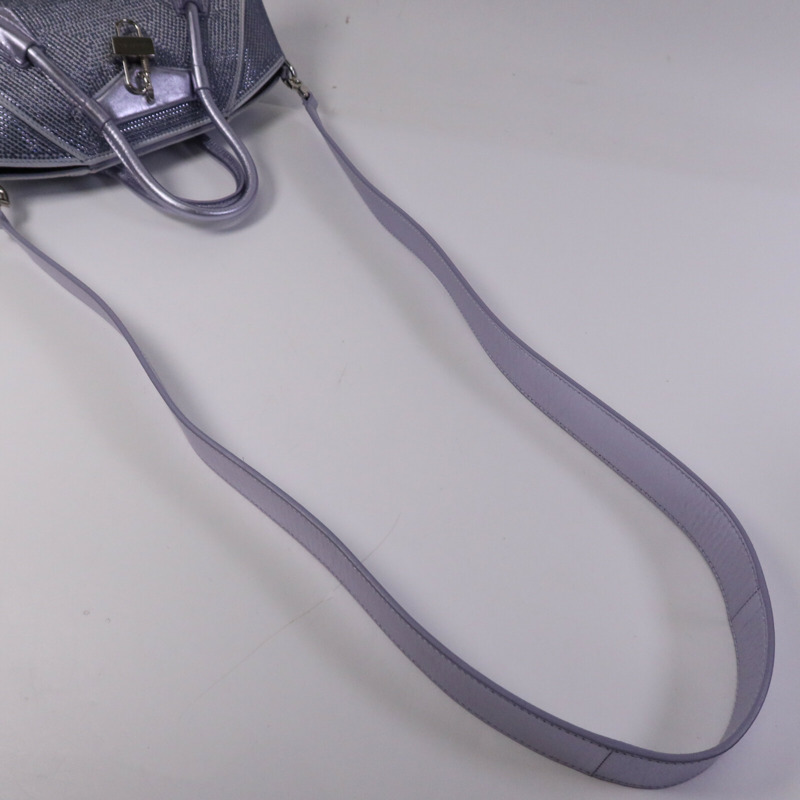 GIVENCHY 牛皮皮革/緞面/鑽石Mini Antigona Stretch銀扣手挽肩背兩用袋-7