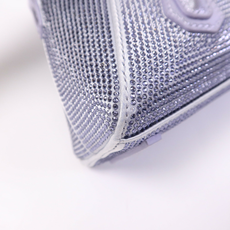 GIVENCHY 牛皮皮革/緞面/鑽石Mini Antigona Stretch銀扣手挽肩背兩用袋-10