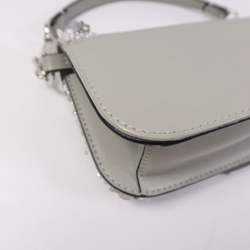 Valentino 羊皮皮革/水晶Loco Hang Bag銀扣鏈帶手挽肩背兩用袋-10