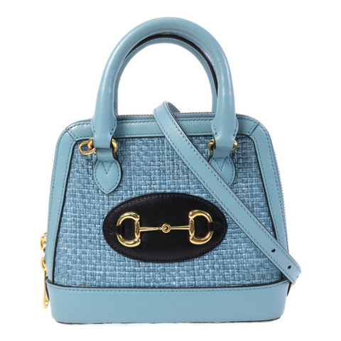 GUCCI 藤料/牛皮皮革 Horsebit 1955金扣手挽肩背兩用袋