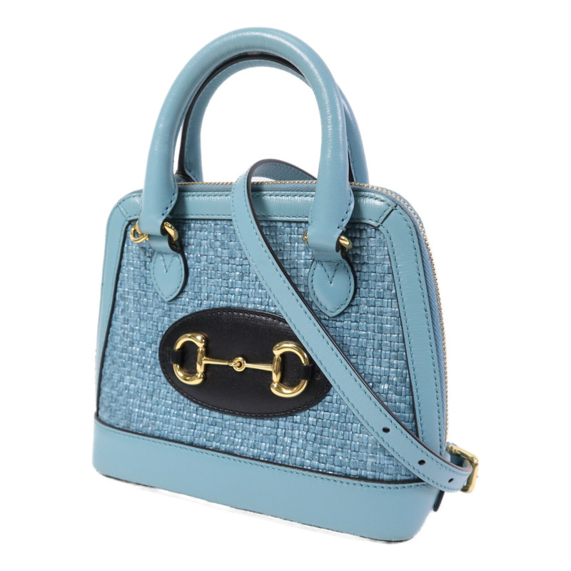 GUCCI 藤料/牛皮皮革 Horsebit 1955金扣手挽肩背兩用袋-2