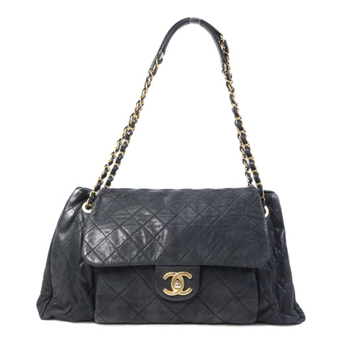 CHANEL 牛皮皮革Chic Qoilt Accordion Flap Bag金扣鏈帶肩背袋