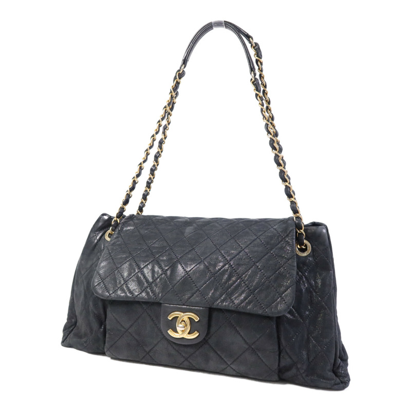 CHANEL 牛皮皮革Chic Qoilt Accordion Flap Bag金扣鏈帶肩背袋-2