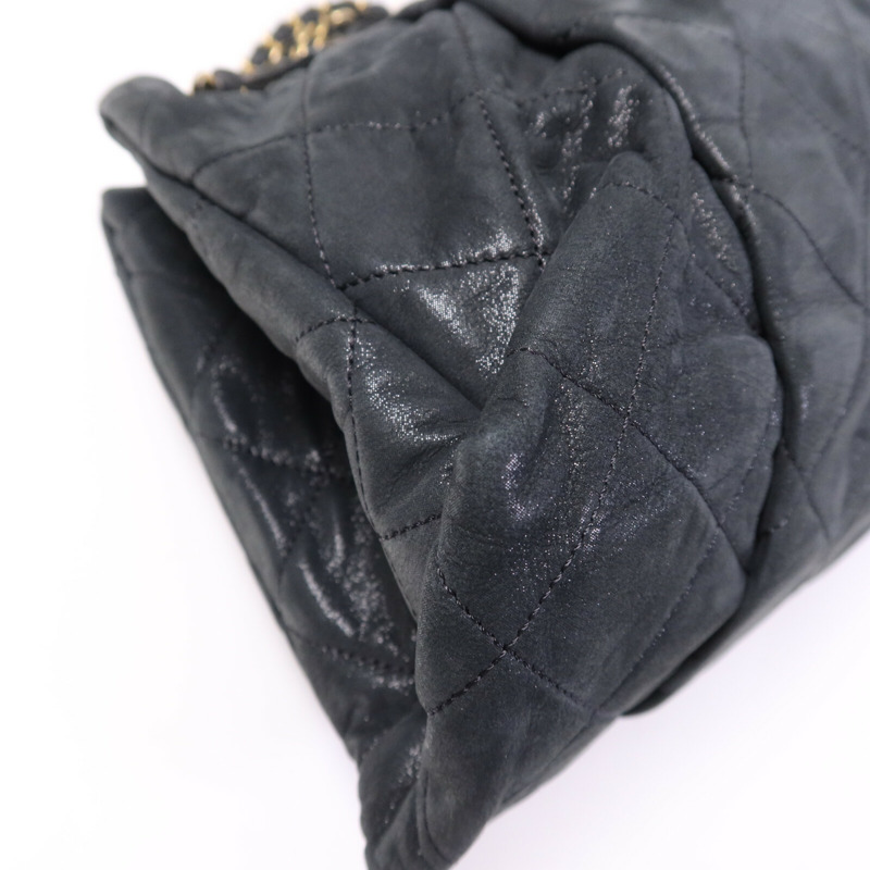 CHANEL 牛皮皮革Chic Qoilt Accordion Flap Bag金扣鏈帶肩背袋-13