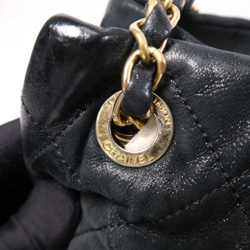 CHANEL 牛皮皮革Chic Qoilt Accordion Flap Bag金扣鏈帶肩背袋-14