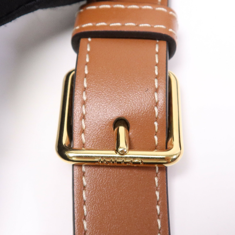 CELINE 塗層帆布Triomphe Bucket Small金扣肩背袋-6