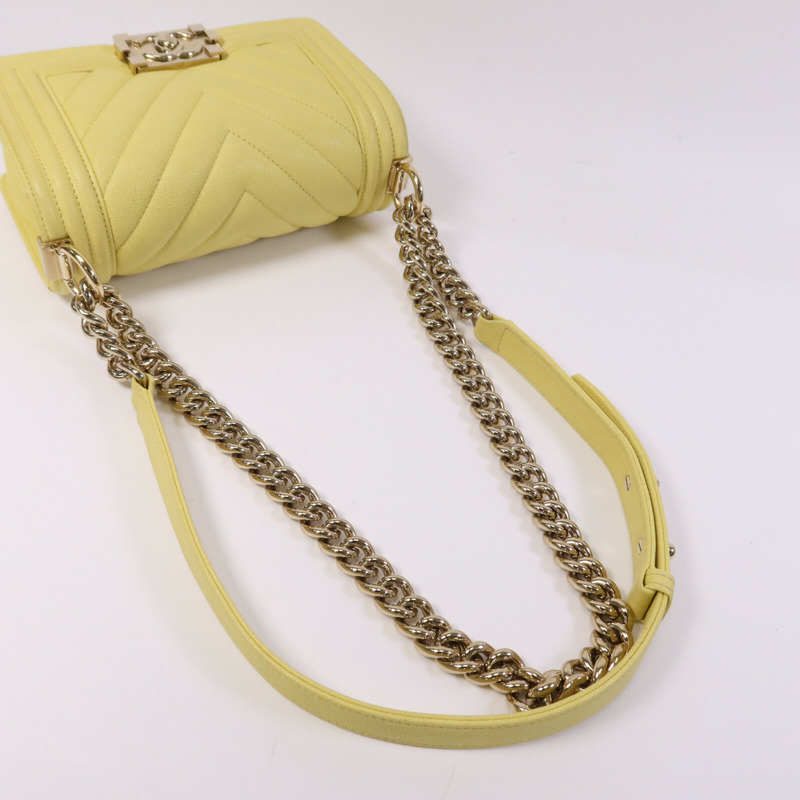 CHANEL 牛皮皮革Boy 20金扣鏈帶肩背袋-8