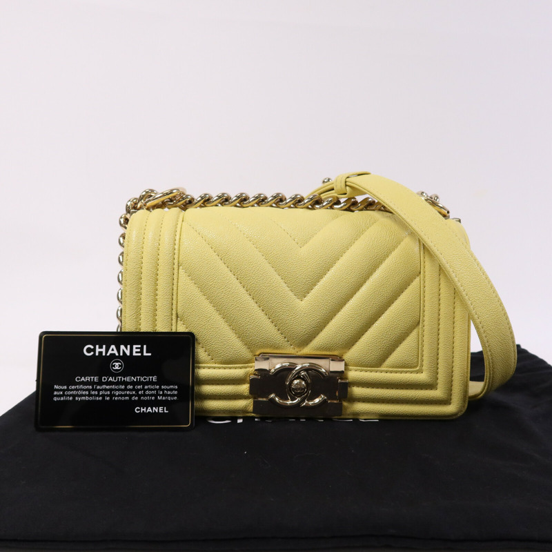 CHANEL 牛皮皮革Boy 20金扣鏈帶肩背袋-9