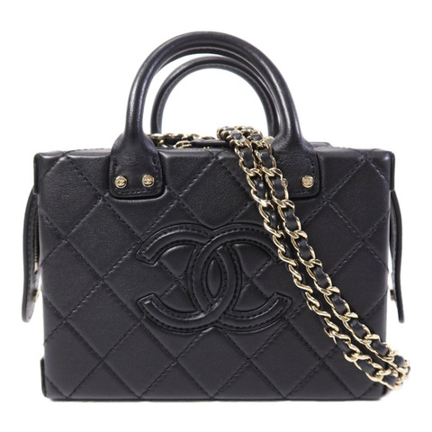 CHANEL 牛皮皮革Vanity Case金扣手挽肩背兩用袋