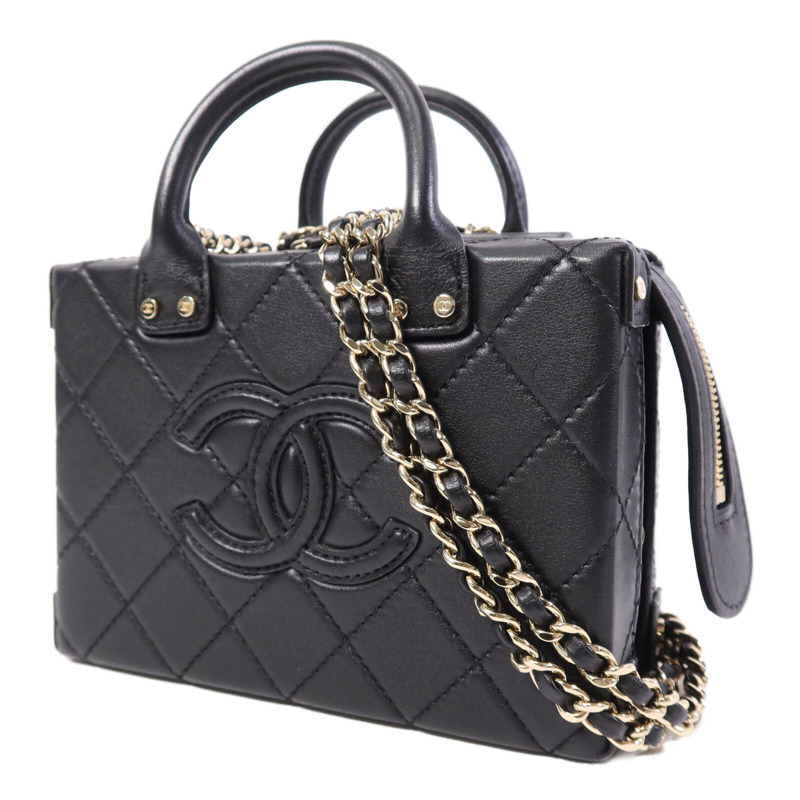 CHANEL 牛皮皮革Vanity Case金扣手挽肩背兩用袋-2