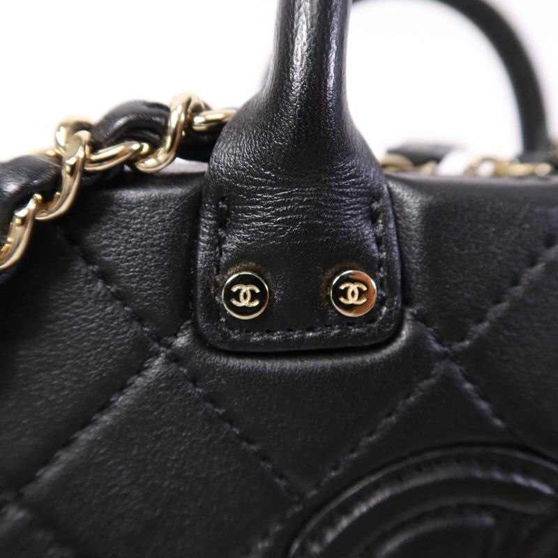 CHANEL 牛皮皮革Vanity Case金扣手挽肩背兩用袋-7