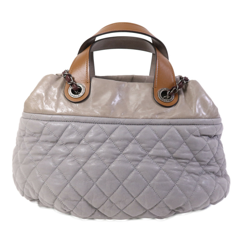 CHANEL 牛皮皮革In The Mix Chain Shoulder Tote銀扣鏈帶手挽肩背兩用袋-1
