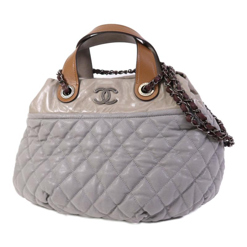 CHANEL 牛皮皮革In The Mix Chain Shoulder Tote銀扣鏈帶手挽肩背兩用袋-2