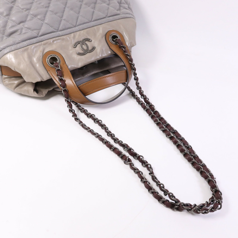 CHANEL 牛皮皮革In The Mix Chain Shoulder Tote銀扣鏈帶手挽肩背兩用袋-5