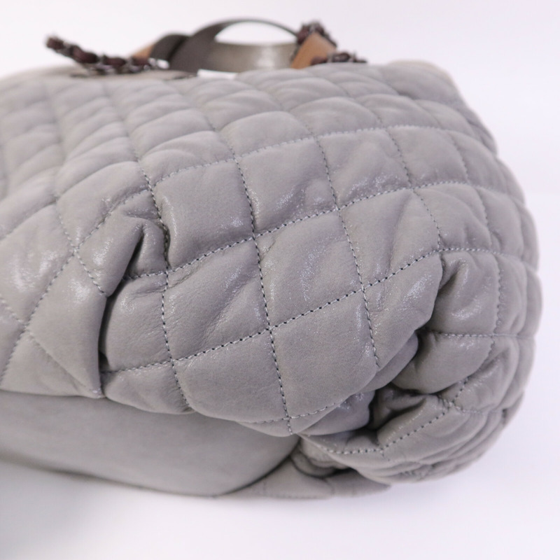 CHANEL 牛皮皮革In The Mix Chain Shoulder Tote銀扣鏈帶手挽肩背兩用袋-7