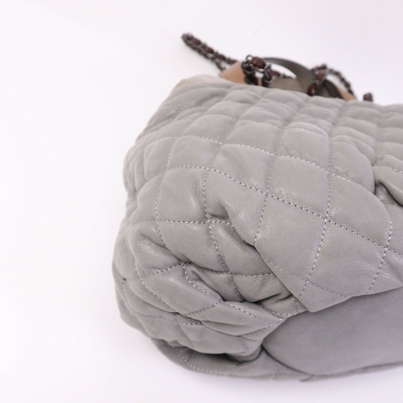 CHANEL 牛皮皮革In The Mix Chain Shoulder Tote銀扣鏈帶手挽肩背兩用袋-8