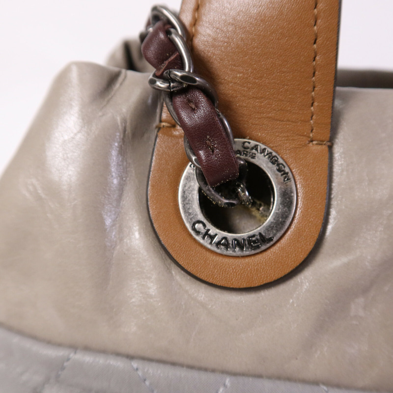 CHANEL 牛皮皮革In The Mix Chain Shoulder Tote銀扣鏈帶手挽肩背兩用袋-12