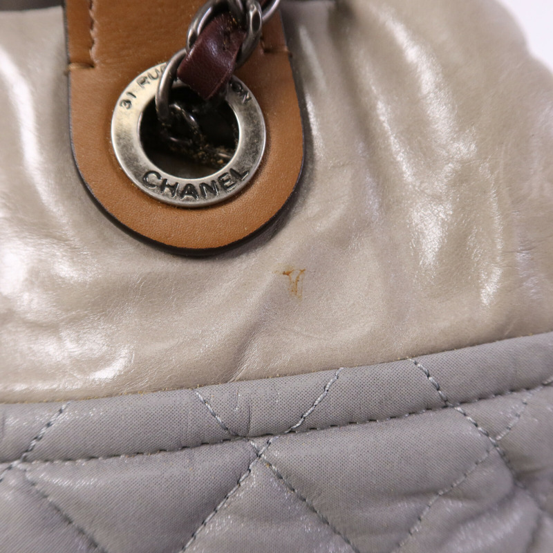 CHANEL 牛皮皮革In The Mix Chain Shoulder Tote銀扣鏈帶手挽肩背兩用袋-13