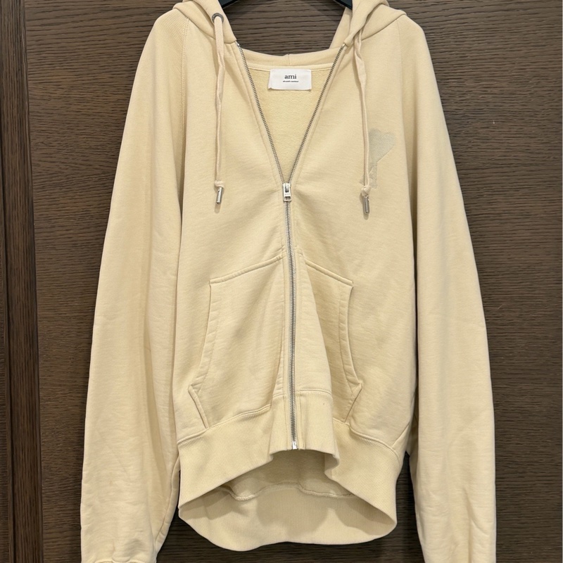 AMI米色刺繡連帽外套-0