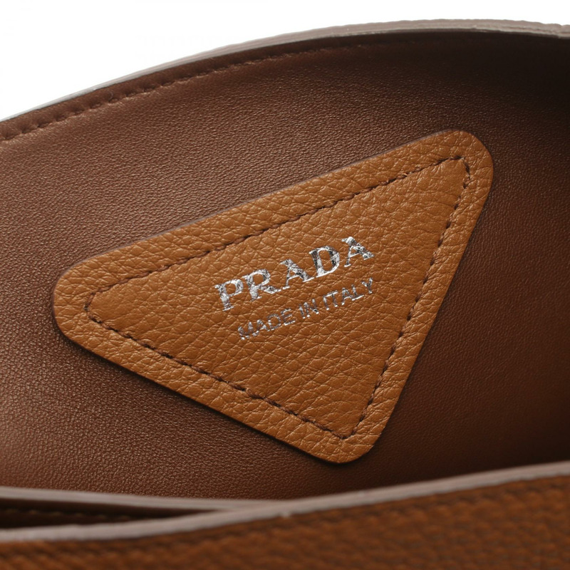 棕色 皮革 托特包【PRADA 普拉達】-3