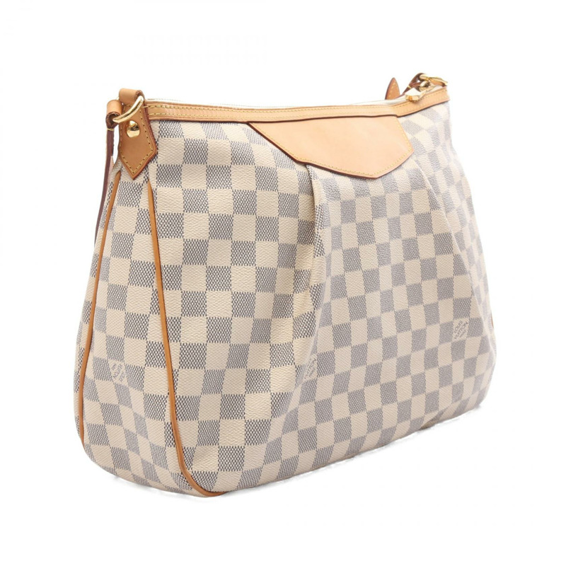 白色 棋盤格帆布 Siracusa MM 肩背包【LOUIS VUITTON LV 路易威登】 N41112-1