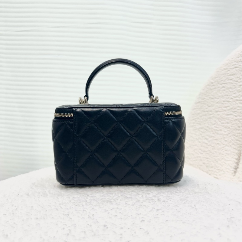 稀有提把款🥨香奈兒化妝盒Chanel黑金羊皮手提長盒子AP2199-9