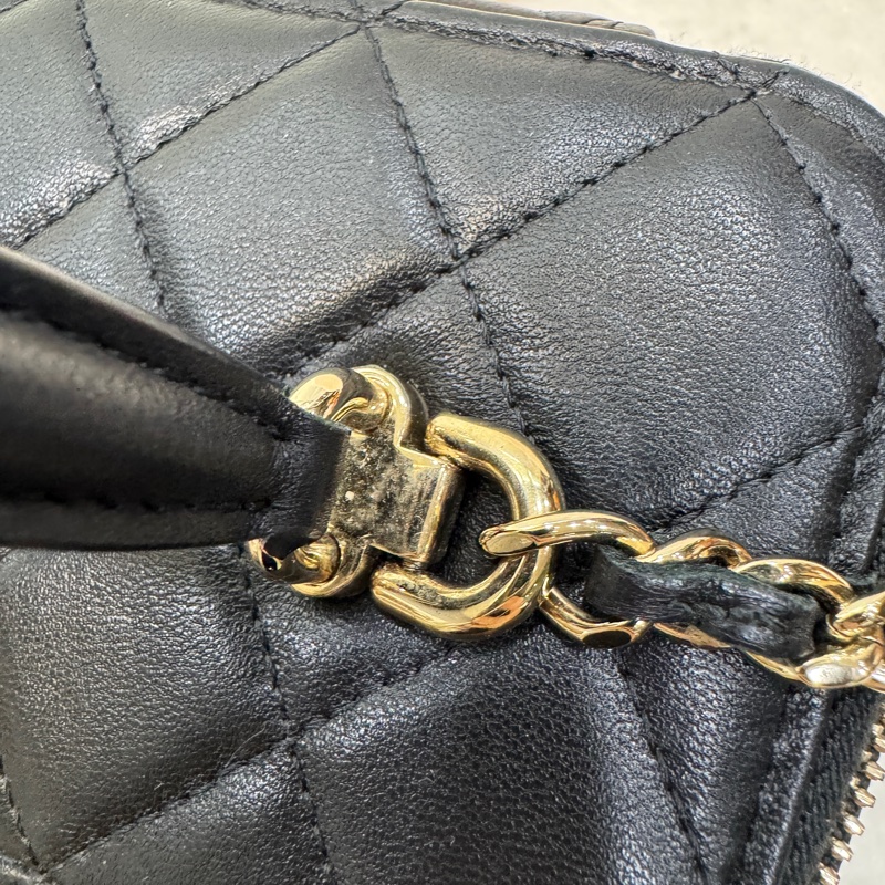 稀有提把款🥨香奈兒化妝盒Chanel黑金羊皮手提長盒子AP2199-18