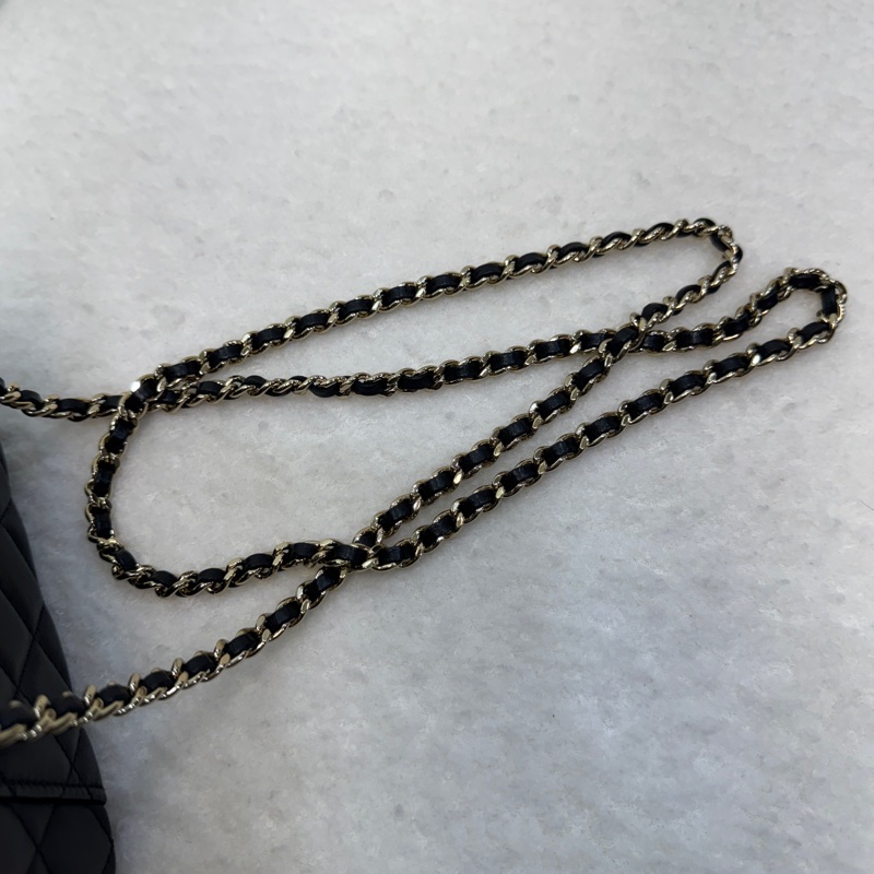 稀有提把款🥨香奈兒化妝盒Chanel黑金羊皮手提長盒子AP2199-23