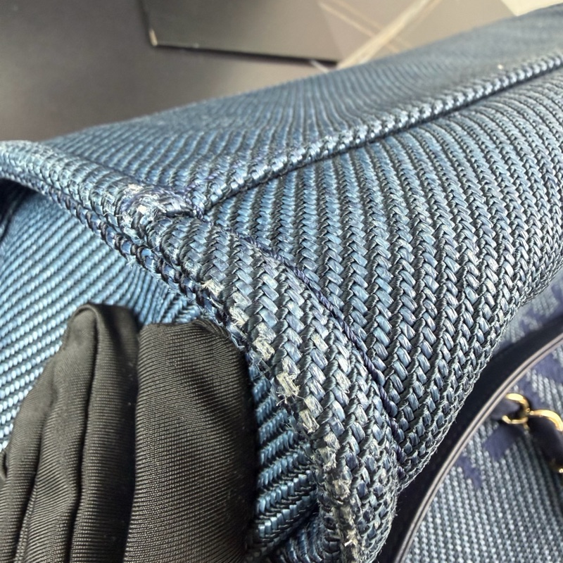 CHANEL香奈兒 雙C LOGO 牛仔沙灘包 托特包購物袋 30開 尺寸39*17*24-8