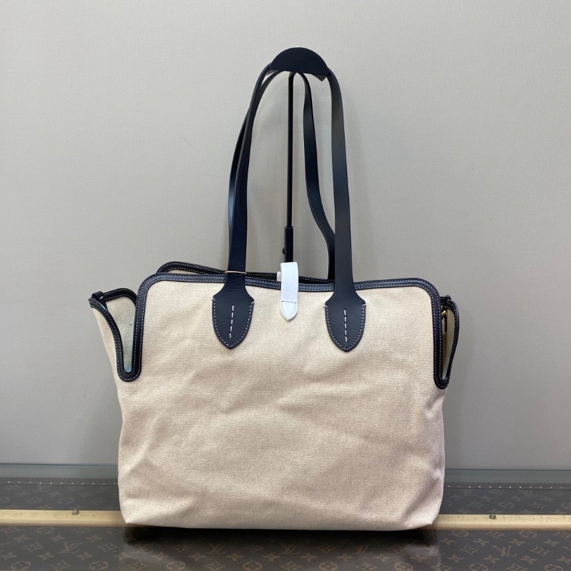 BURBERRY 帆布拼皮撞色 子母手提腋下托特包35*25*17 98新配件塵袋-6
