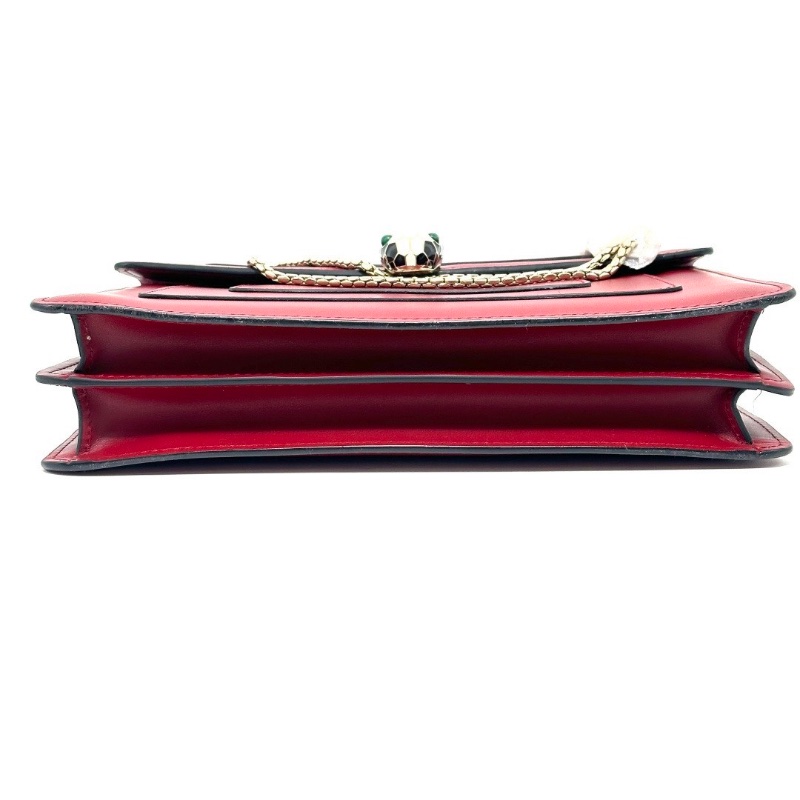 BVLGARI紅色金扣大號肩背蛇頭包27*18*6 98新配件盒子塵袋雨衣 保卡 鏡子-3