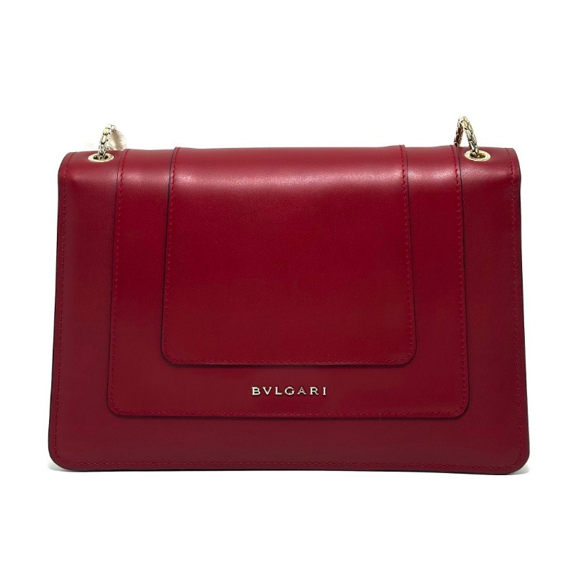 BVLGARI紅色金扣大號肩背蛇頭包27*18*6 98新配件盒子塵袋雨衣 保卡 鏡子-6